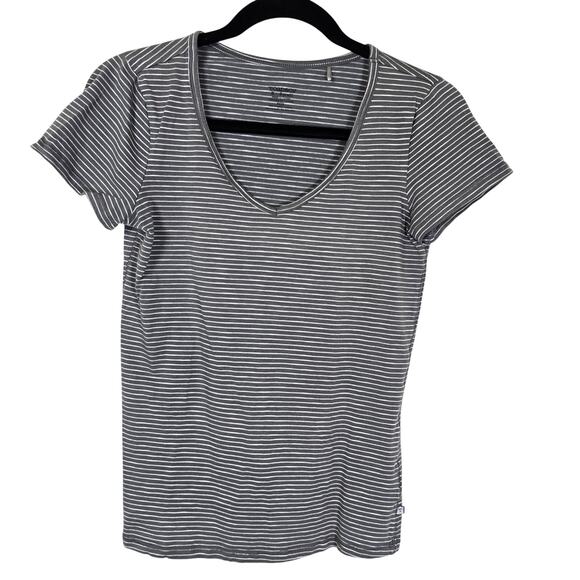 Toad & Co Marley T Shirt Women's XS Gray White Stripe Organic Cotton Athleisure - Picture 1 of 7